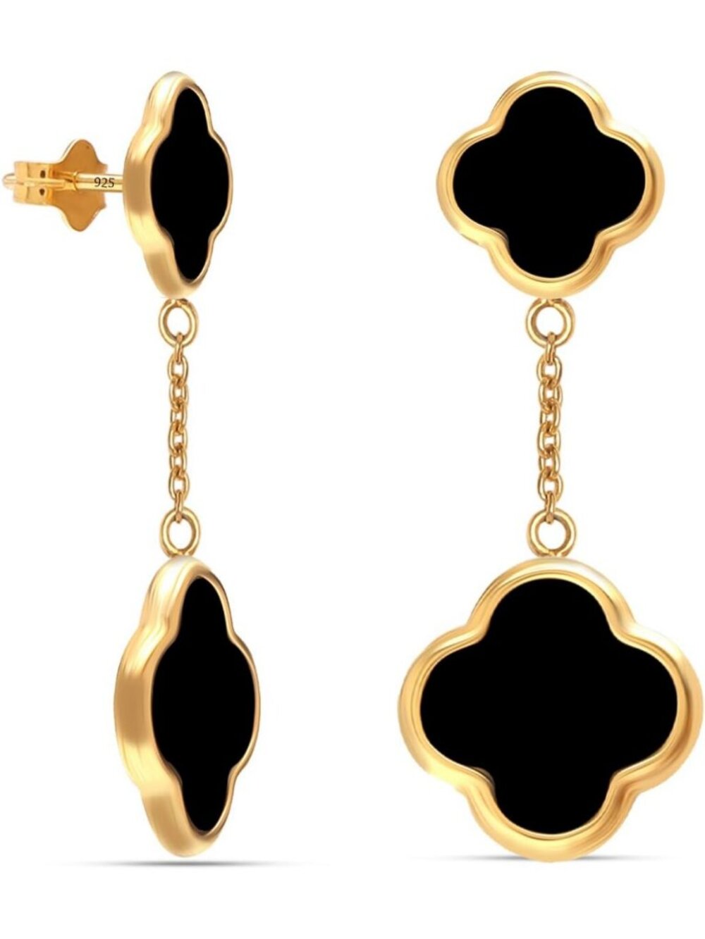 Elegant 925 Sterling Silver Mother of Pearl Clover & Stud Drop Earrings for